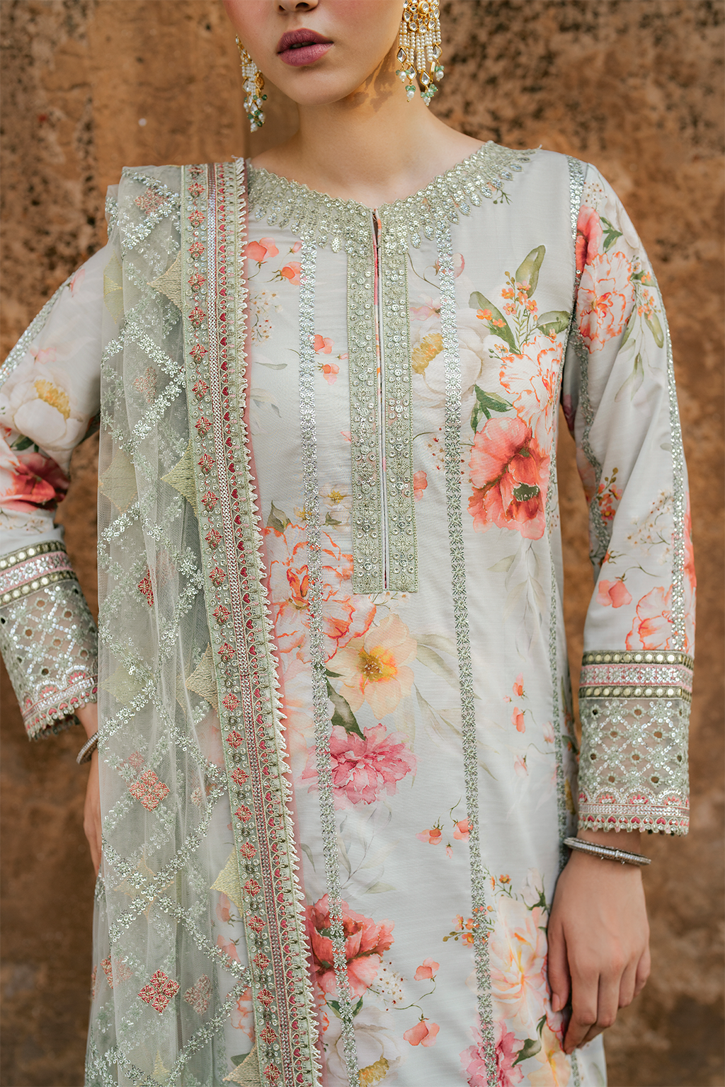 UE-311 Embroidered Raw Silk | Printed Formals | IZNIK