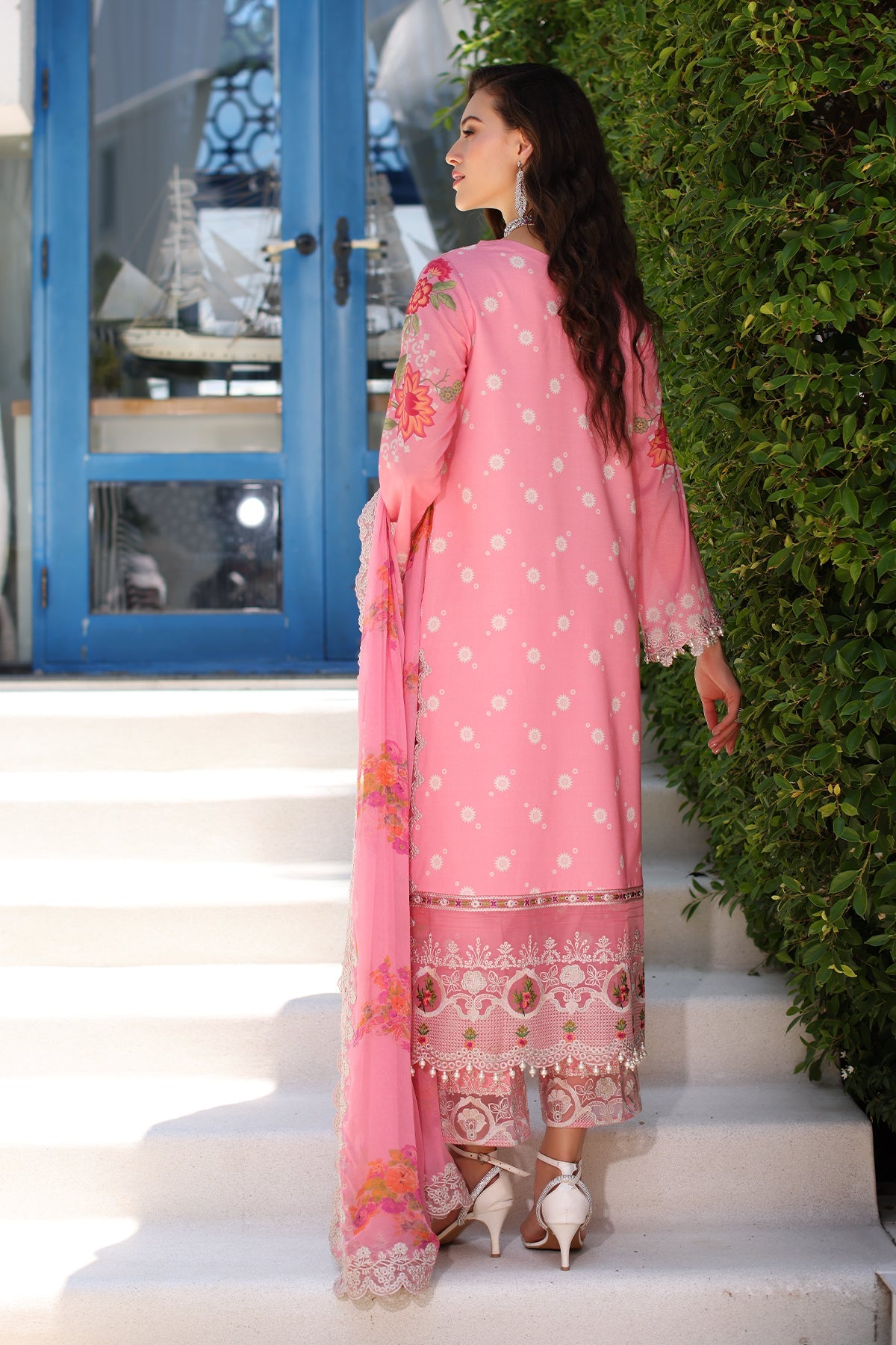 3-PC UNSTITCHED EMBROIDERED LAWN SHIRT WITH EMBROIDERED CHIFFON DUPATTA CN4-12 | NARANJI | CHARIZMA