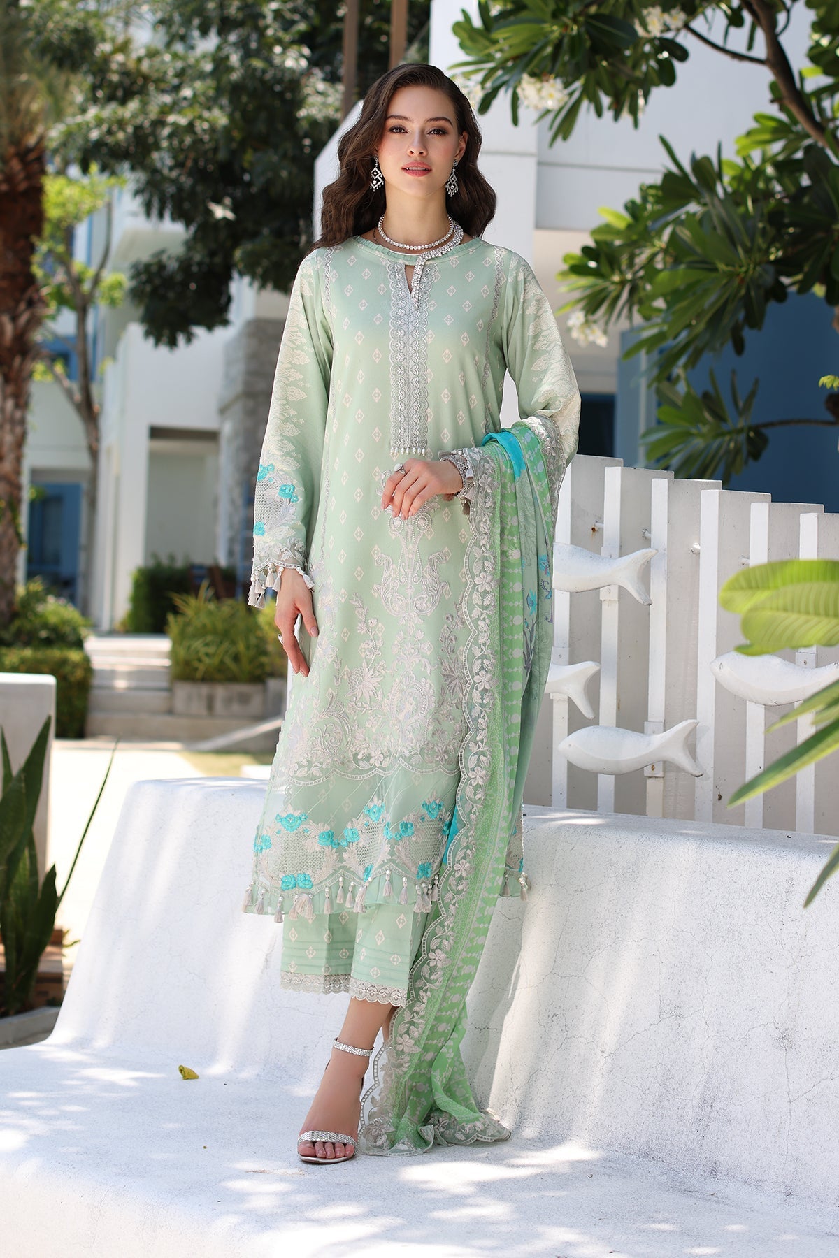 3-PC UNSTITCHED EMBROIDERED LAWN SHIRT WITH EMBROIDERED CHIFFON DUPATTA CN4-16 | NARANJI | CHARIZMA