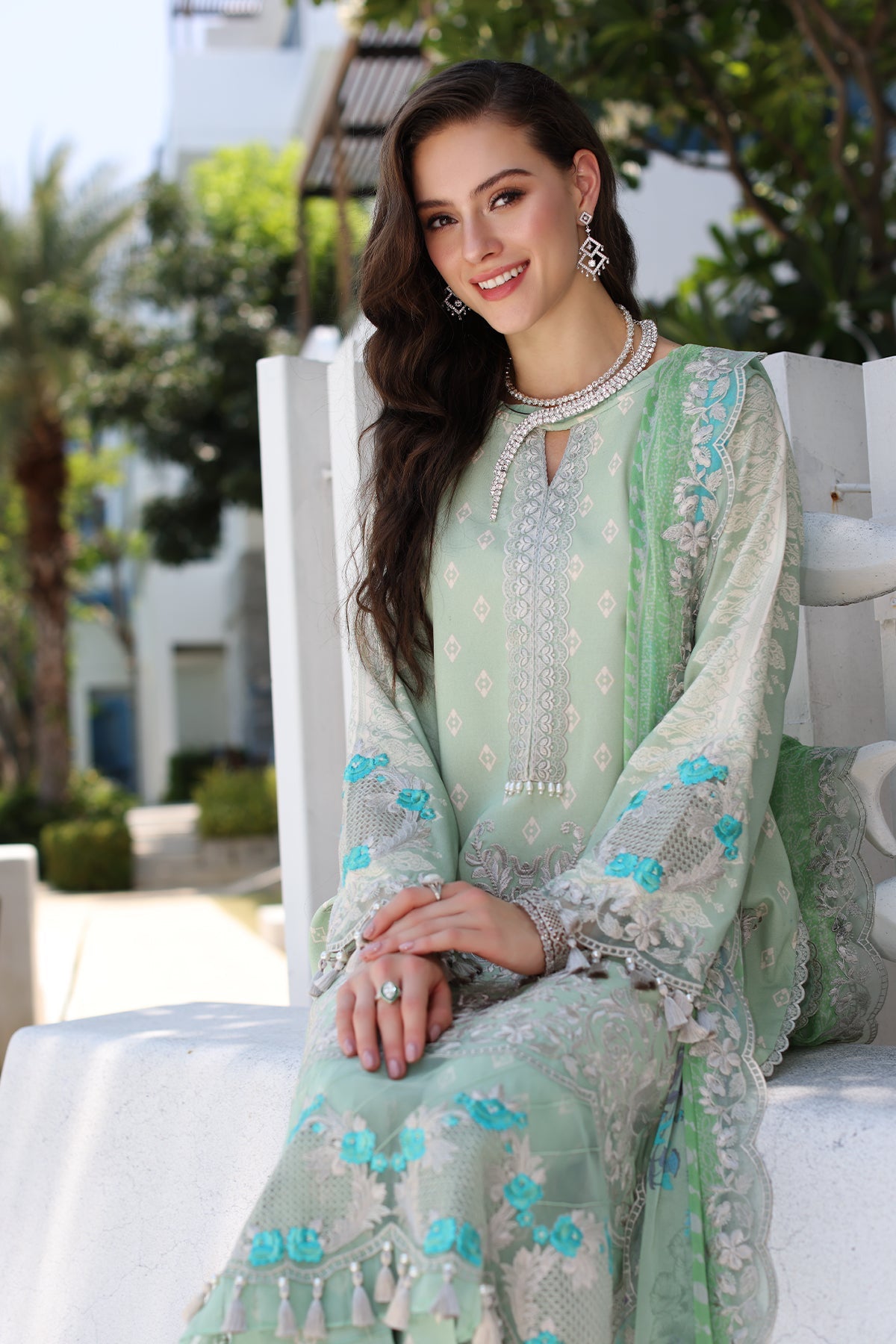 3-PC UNSTITCHED EMBROIDERED LAWN SHIRT WITH EMBROIDERED CHIFFON DUPATTA CN4-16 | NARANJI | CHARIZMA