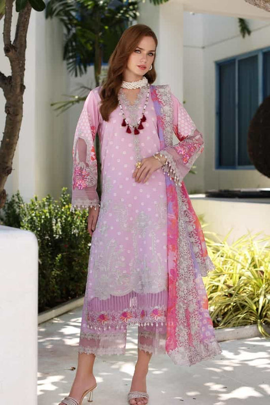 3-PC UNSTITCHED EMBROIDERED LAWN SHIRT WITH EMBROIDERED CHIFFON DUPATTA CN4-15 | NARANJI | CHARIZMA