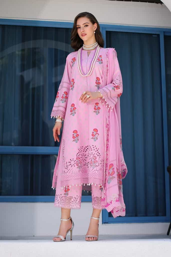 3-PC UNSTITCHED EMBROIDERED LAWN SHIRT WITH EMBROIDERED CHIFFON DUPATTA CN4-17 | NARANJI | CHARIZMA