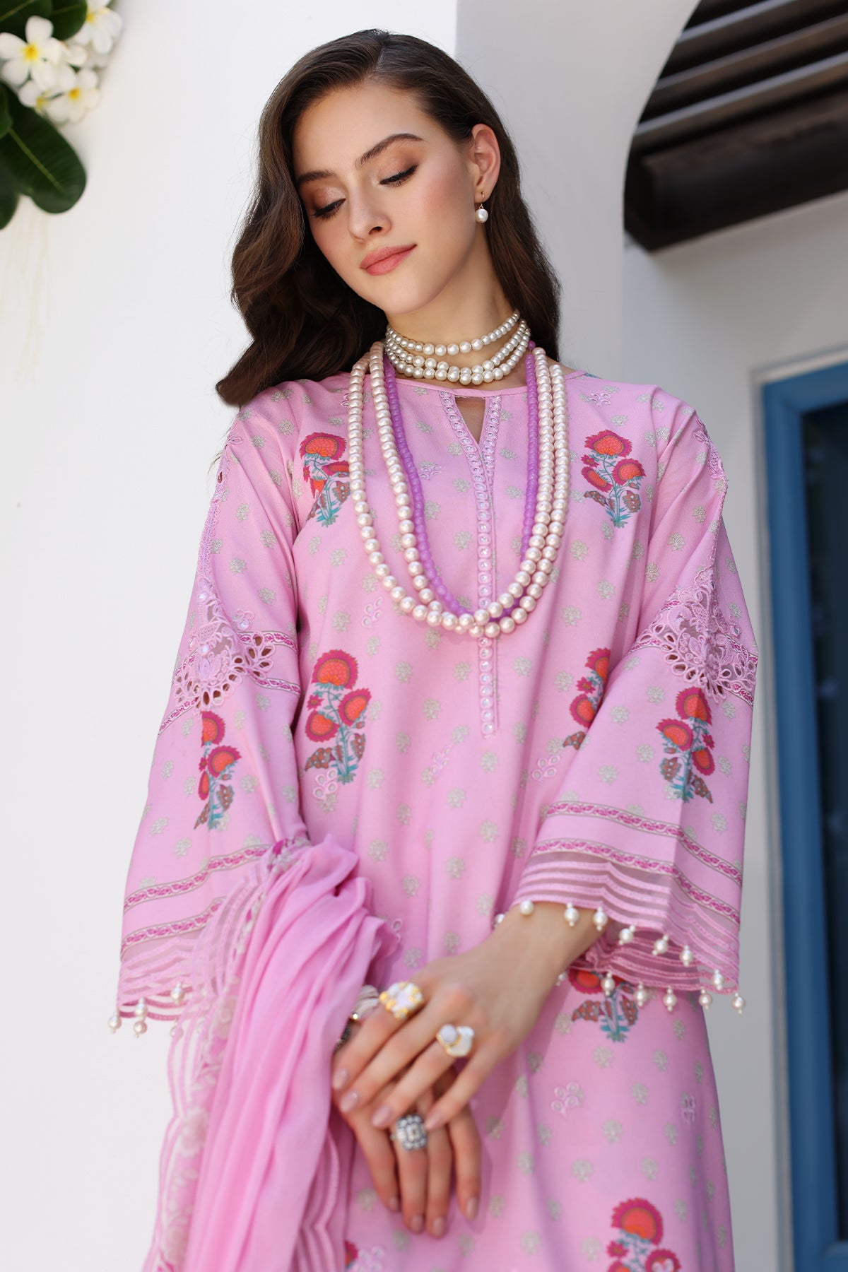 3-PC UNSTITCHED EMBROIDERED LAWN SHIRT WITH EMBROIDERED CHIFFON DUPATTA CN4-17 | NARANJI | CHARIZMA