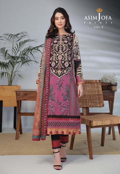 AJBP-38 (3-PCS) || BASIC PRINTS VOL 2 || ASIM JOFA in UK USA UAE online kapraye.com