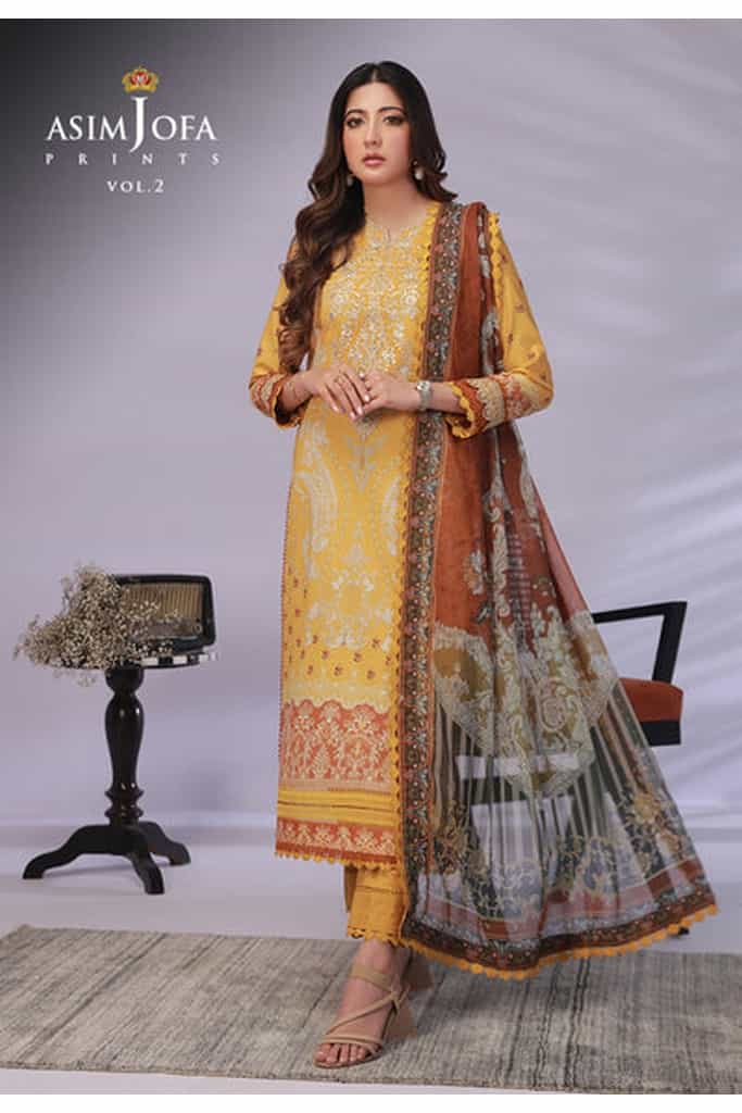 AJBP-47 (3-PCS) || BASIC PRINTS VOL 2 || ASIM JOFA in UK USA UAE online kapraye.com