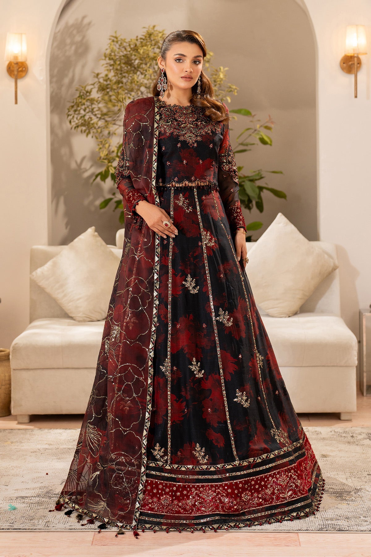 AF-CH-2191-Talia | FLEUR - EMBROIDERED PRINTED CHIFFON | ALIZEH FASHION