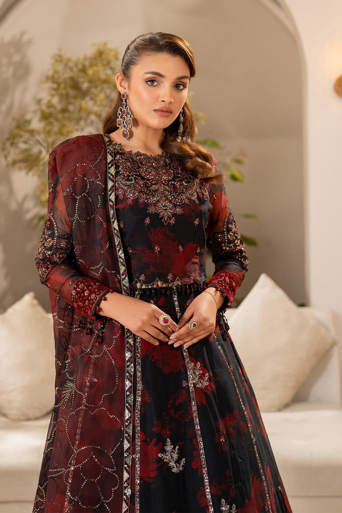 AF-CH-2191-Talia | FLEUR - EMBROIDERED PRINTED CHIFFON | ALIZEH FASHION