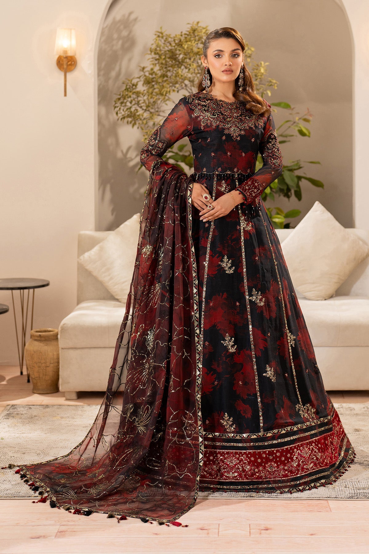 AF-CH-2191-Talia | FLEUR - EMBROIDERED PRINTED CHIFFON | ALIZEH FASHION