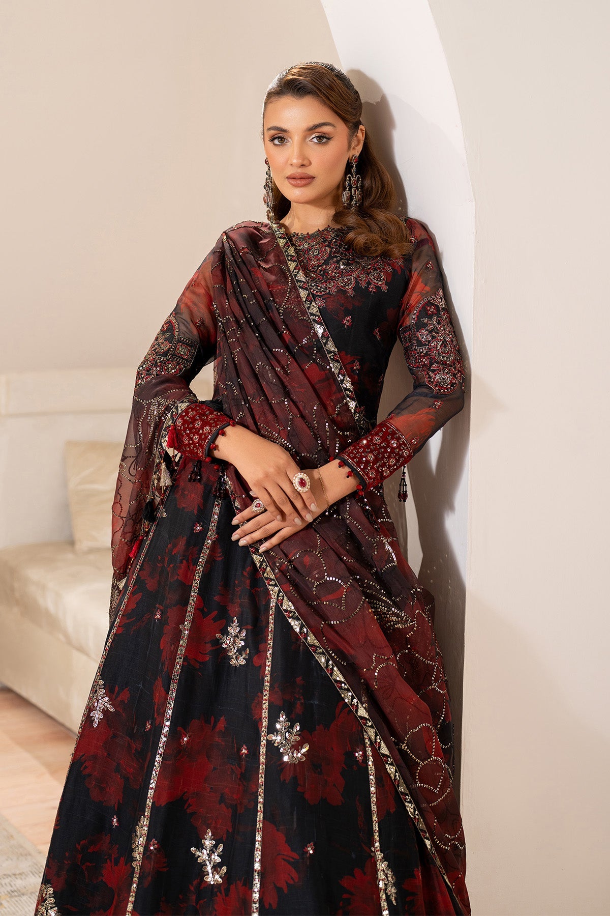 AF-CH-2191-Talia | FLEUR - EMBROIDERED PRINTED CHIFFON | ALIZEH FASHION