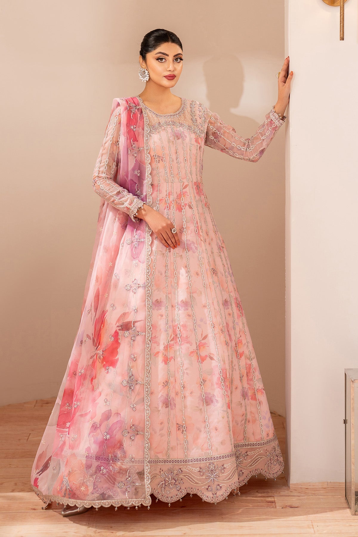 AF-CH-2197-Rimayah | FLEUR - EMBROIDERED PRINTED CHIFFON | ALIZEH FASHION