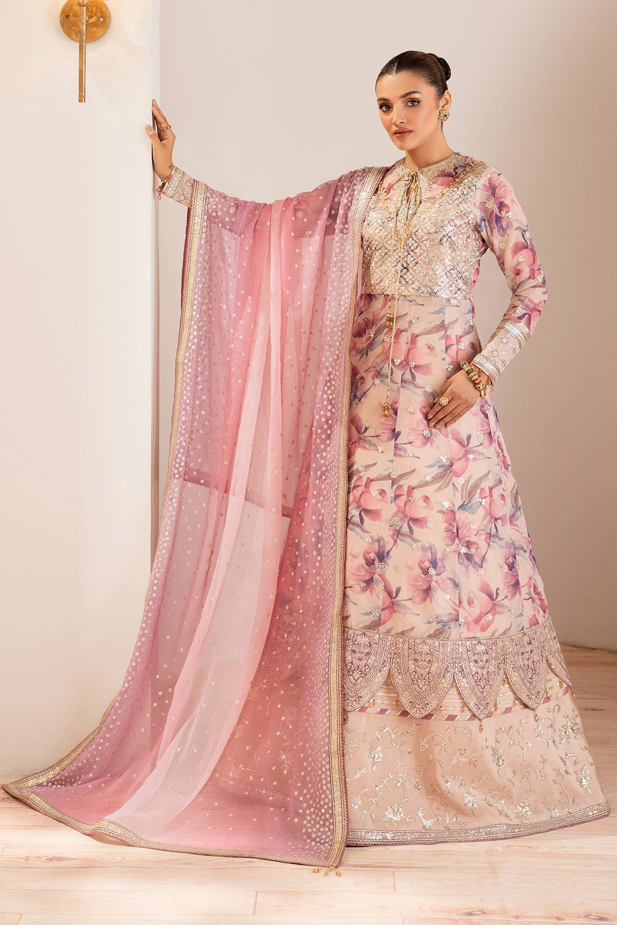 AF-CH-2193-Dina | FLEUR - EMBROIDERED PRINTED CHIFFON | ALIZEH FASHION