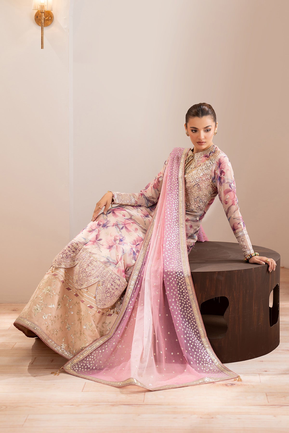 AF-CH-2193-Dina | FLEUR - EMBROIDERED PRINTED CHIFFON | ALIZEH FASHION