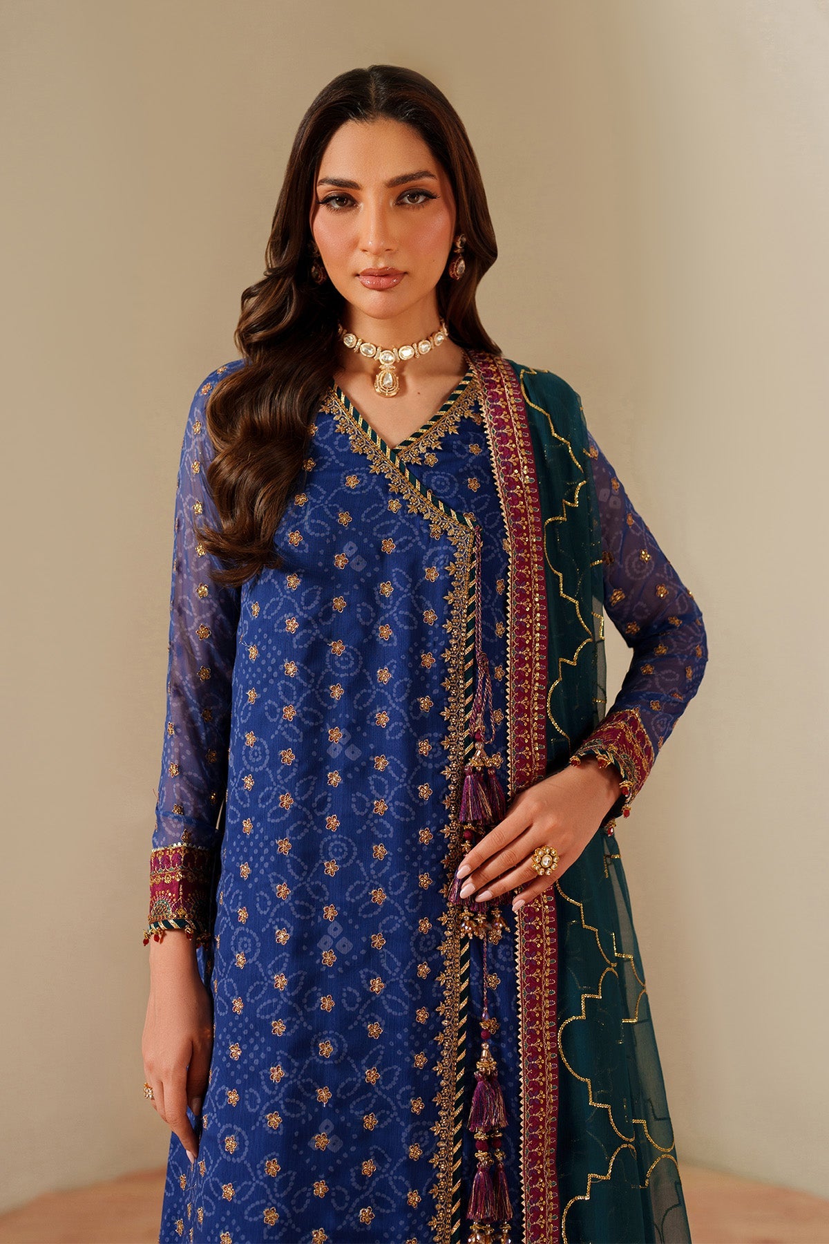AF-CH-2198-Rahsa | FLEUR - EMBROIDERED PRINTED CHIFFON | ALIZEH FASHION