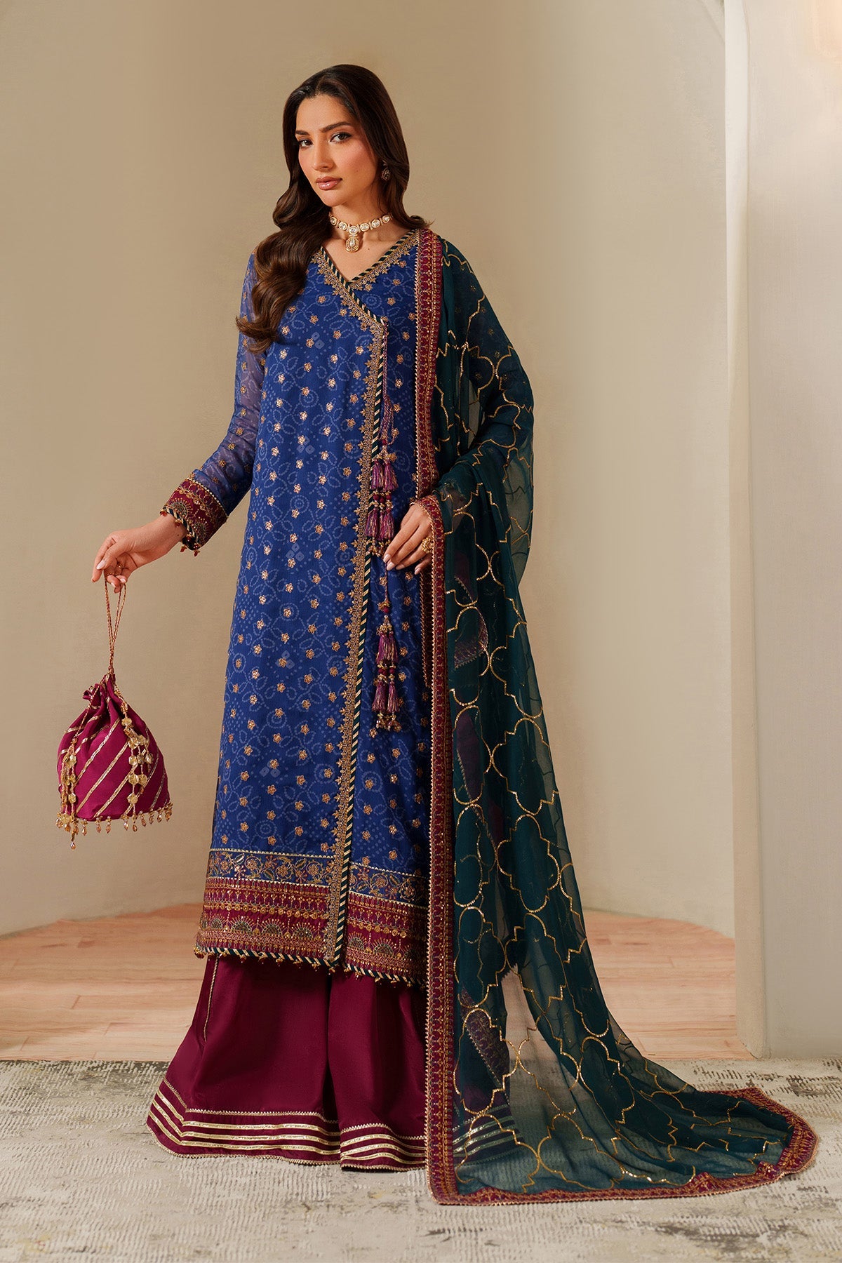 AF-CH-2198-Rahsa | FLEUR - EMBROIDERED PRINTED CHIFFON | ALIZEH FASHION