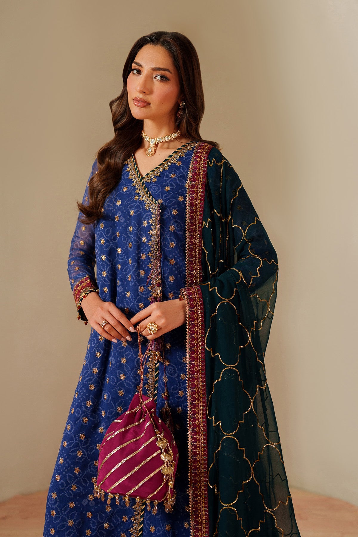 AF-CH-2198-Rahsa | FLEUR - EMBROIDERED PRINTED CHIFFON | ALIZEH FASHION