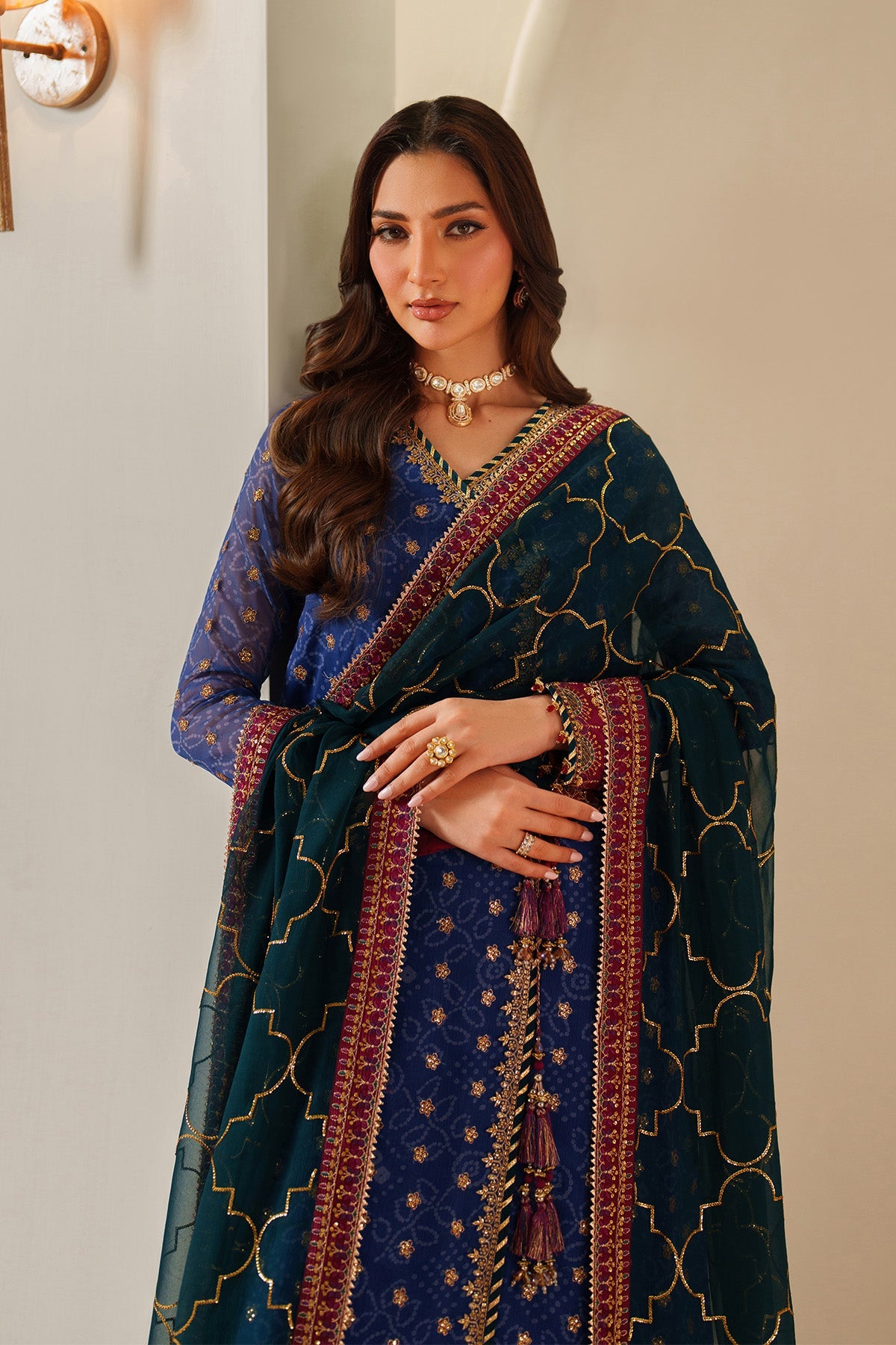 AF-CH-2198-Rahsa | FLEUR - EMBROIDERED PRINTED CHIFFON | ALIZEH FASHION