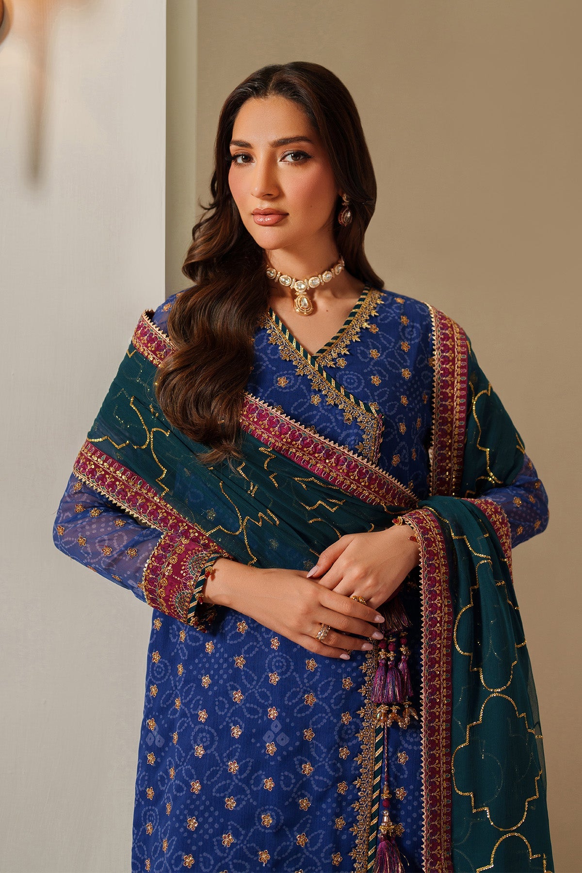 AF-CH-2198-Rahsa | FLEUR - EMBROIDERED PRINTED CHIFFON | ALIZEH FASHION