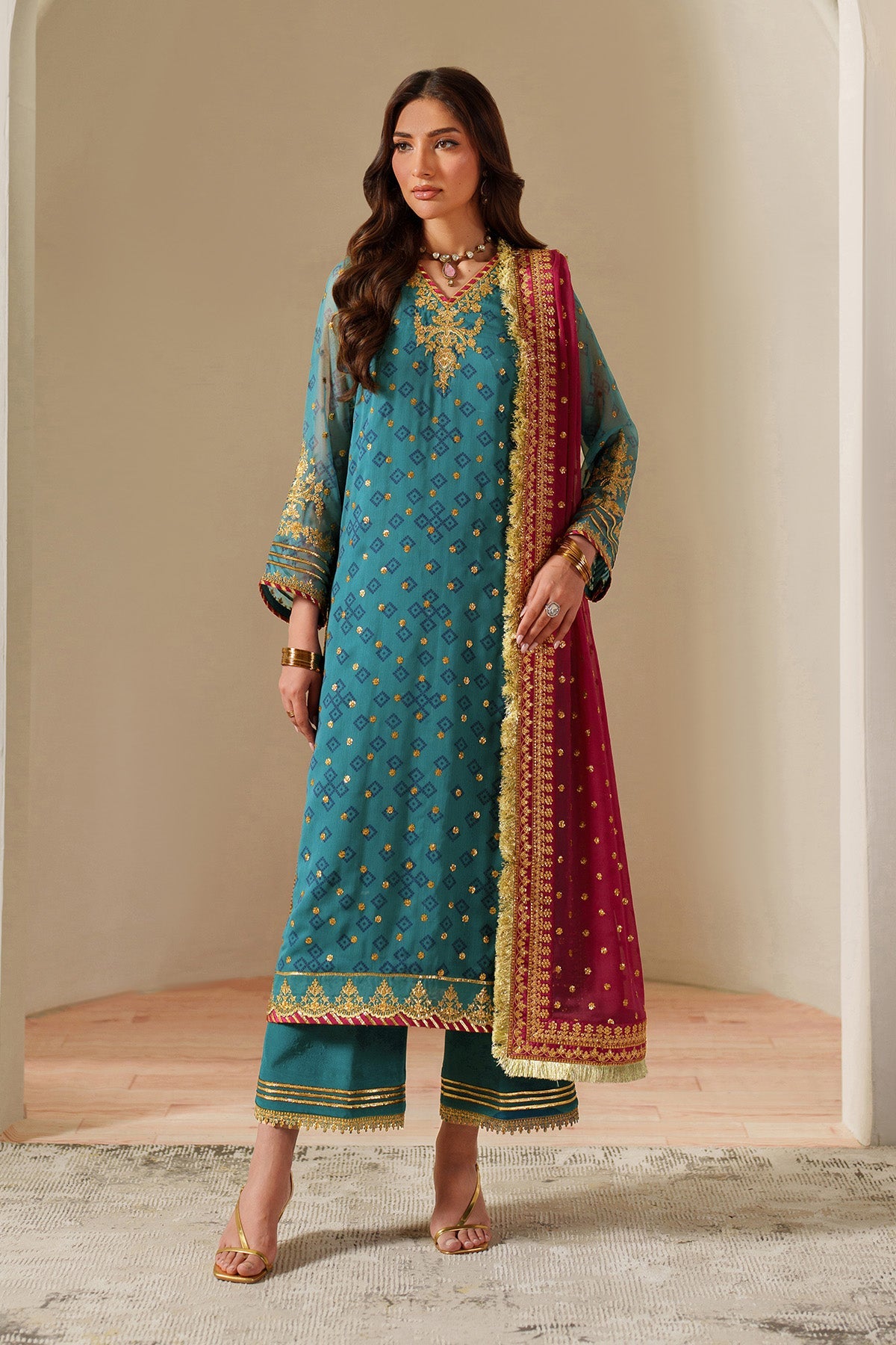 AF-CH-2192-Elaira | FLEUR - EMBROIDERED PRINTED CHIFFON | ALIZEH FASHION