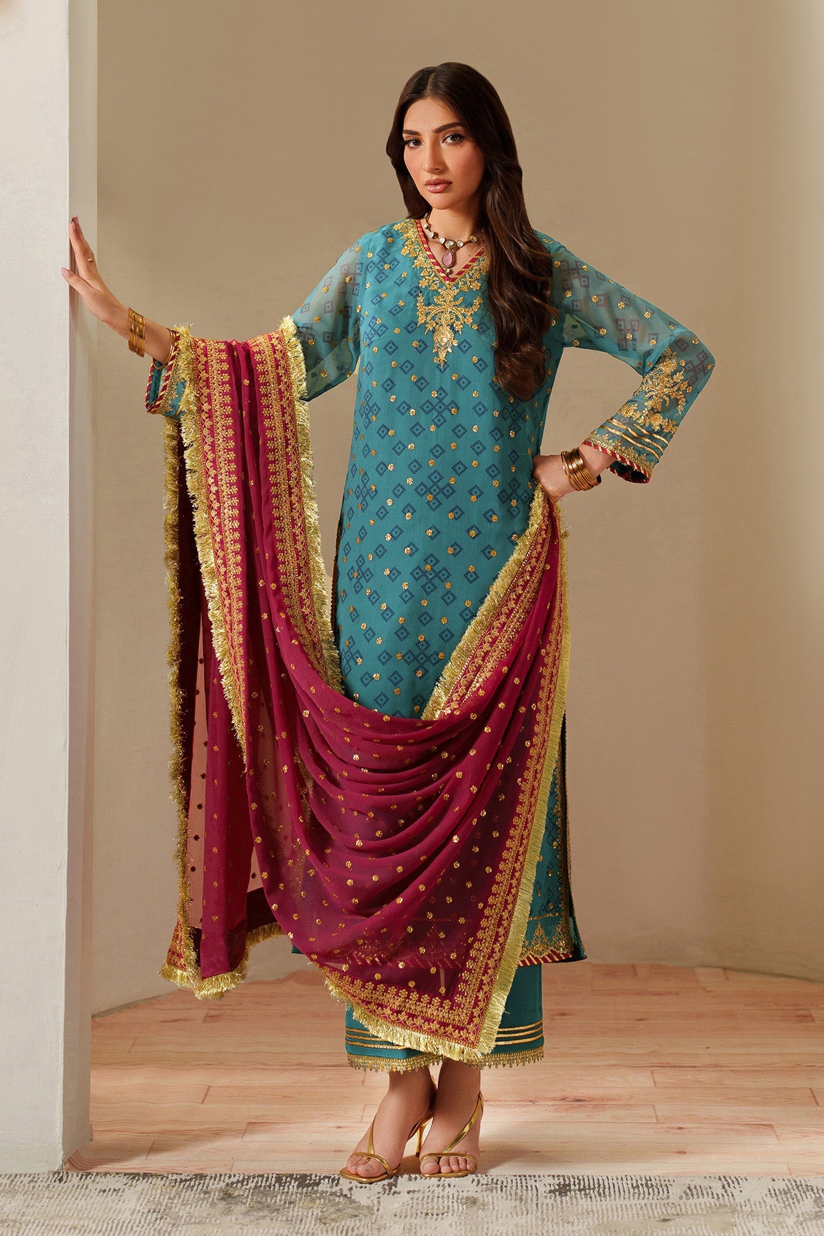AF-CH-2192-Elaira | FLEUR - EMBROIDERED PRINTED CHIFFON | ALIZEH FASHION