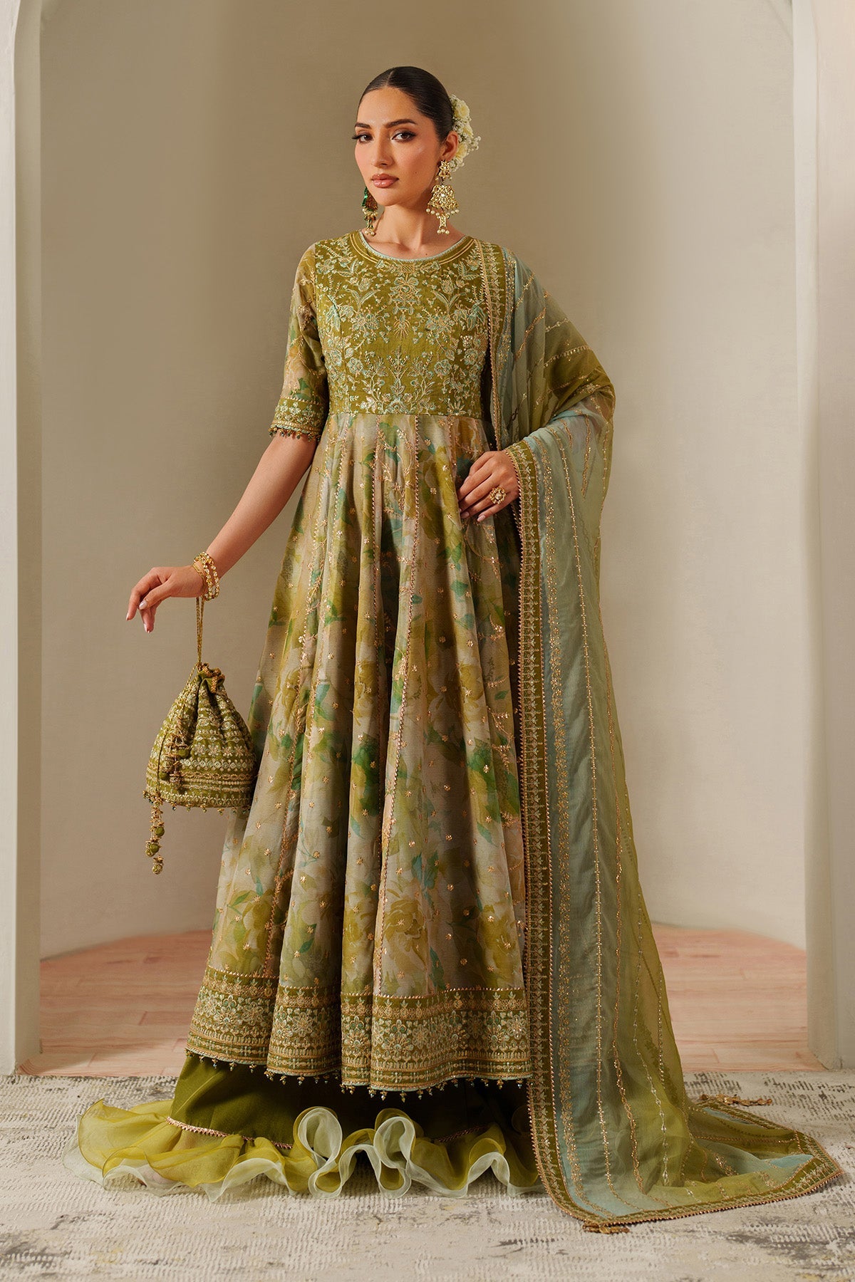 AF-CH-2195-Renee | FLEUR - EMBROIDERED PRINTED CHIFFON | ALIZEH FASHION