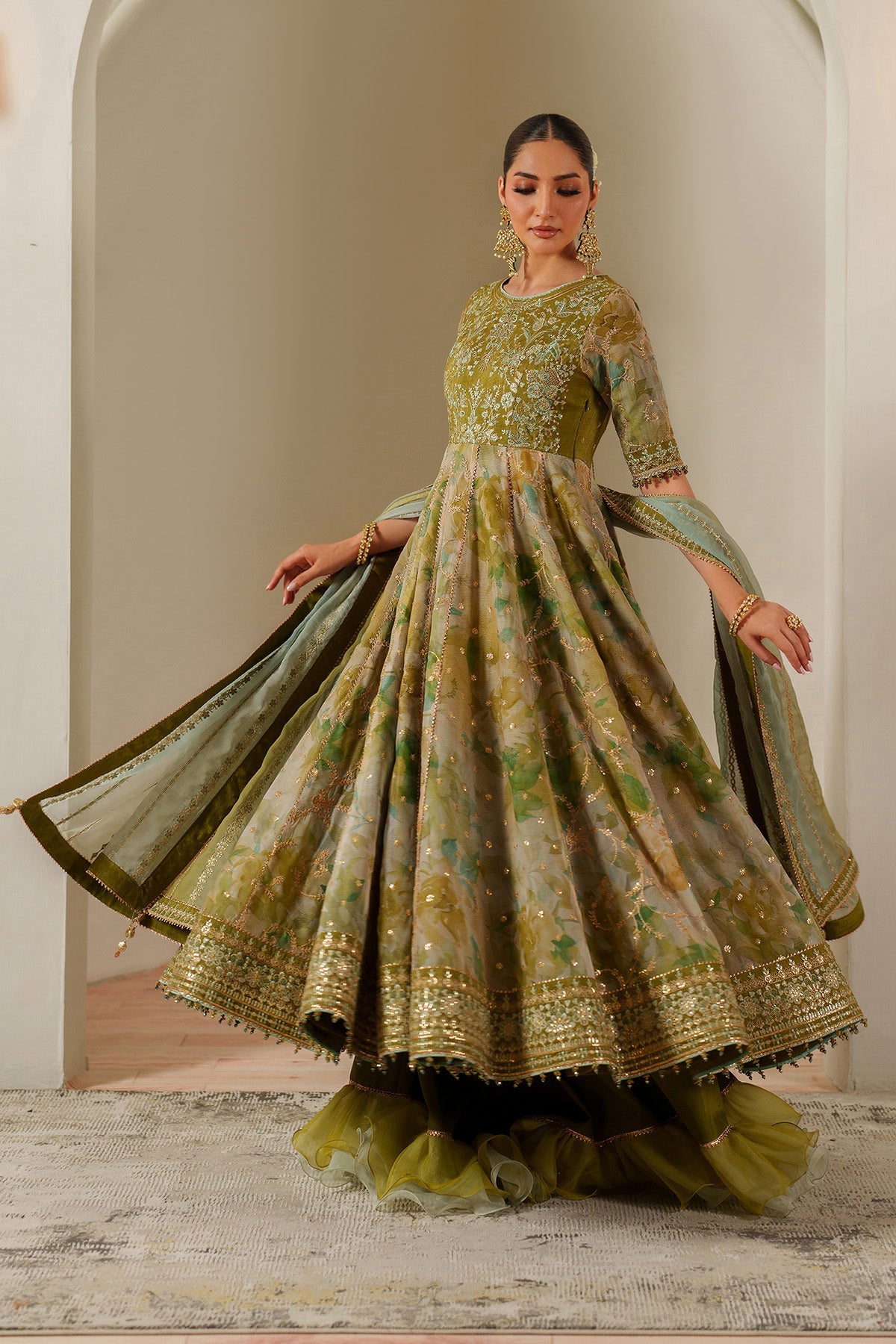 AF-CH-2195-Renee | FLEUR - EMBROIDERED PRINTED CHIFFON | ALIZEH FASHION