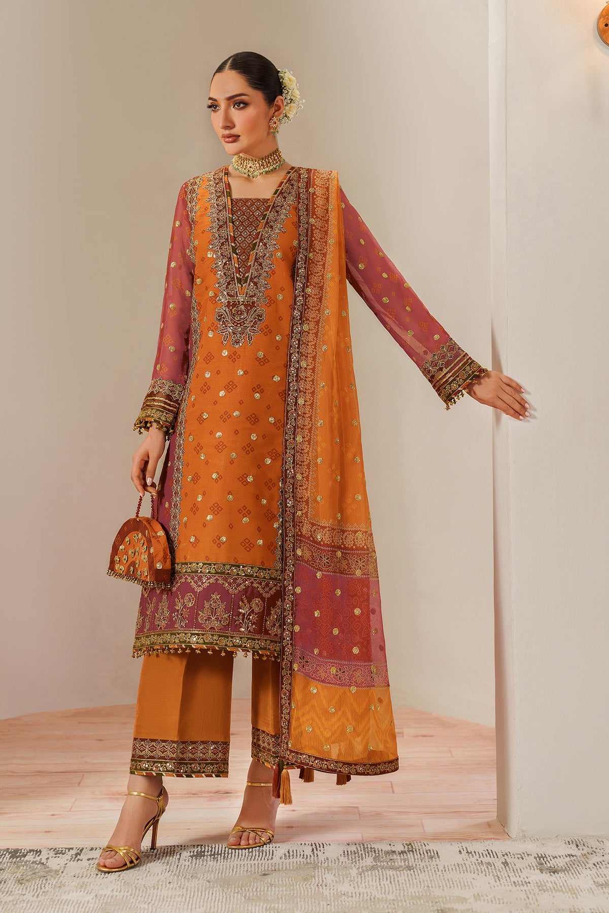 AF-CH-2194-Zyne | FLEUR - EMBROIDERED PRINTED CHIFFON | ALIZEH FASHION
