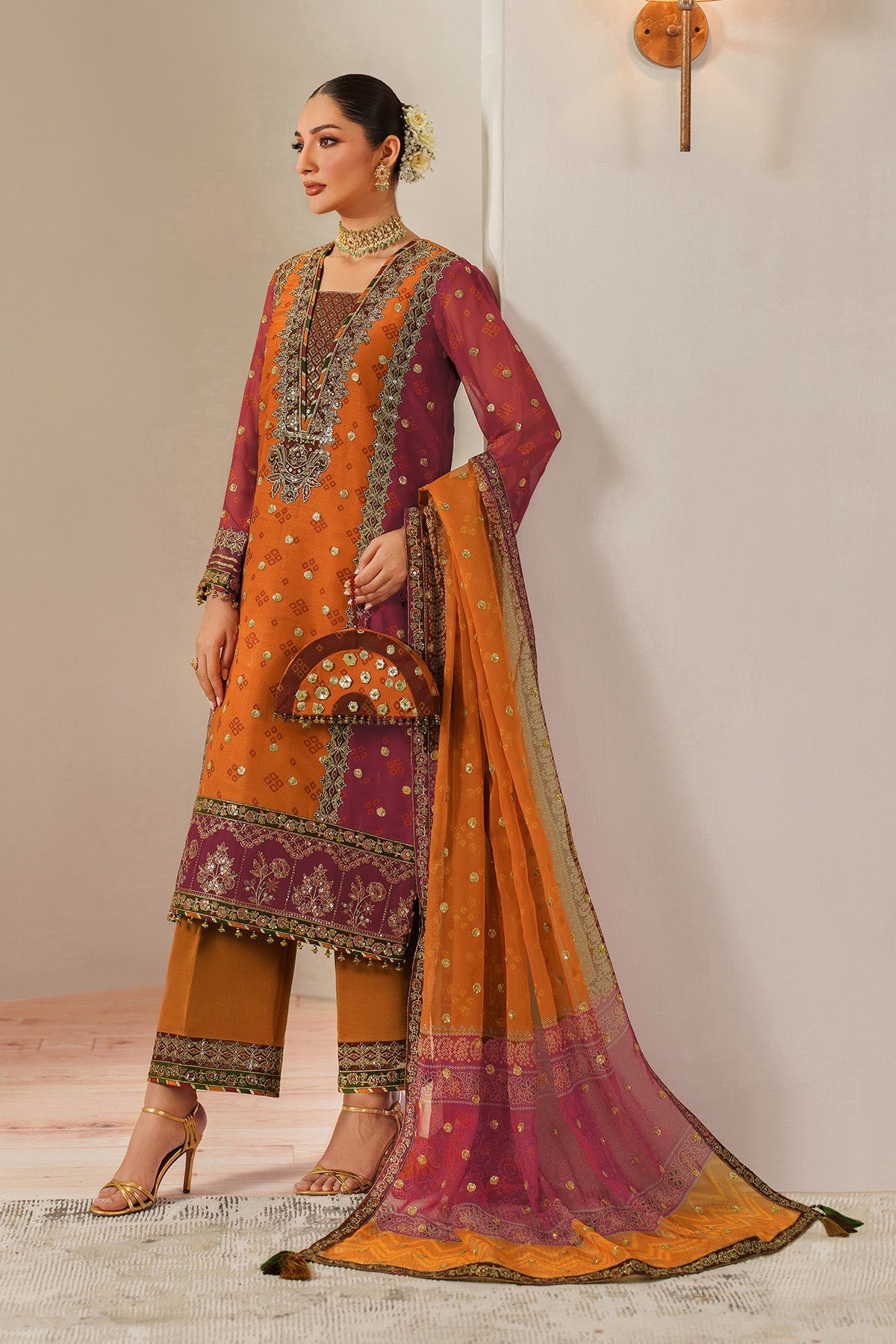 AF-CH-2194-Zyne | FLEUR - EMBROIDERED PRINTED CHIFFON | ALIZEH FASHION