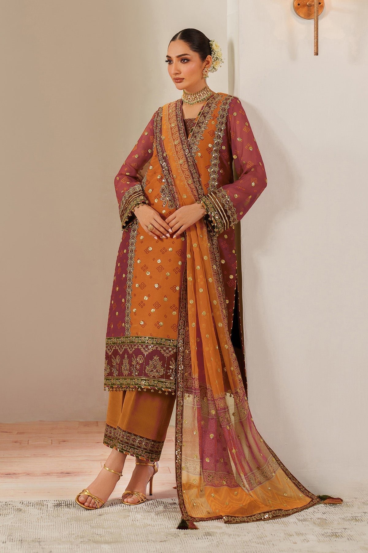 AF-CH-2194-Zyne | FLEUR - EMBROIDERED PRINTED CHIFFON | ALIZEH FASHION