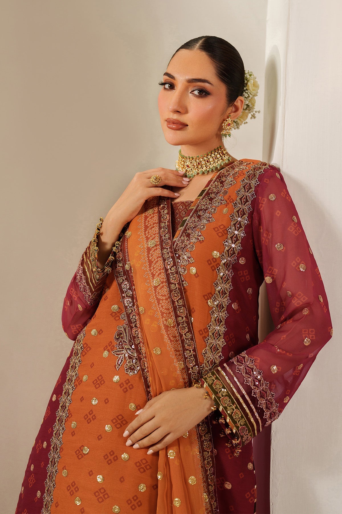 AF-CH-2194-Zyne | FLEUR - EMBROIDERED PRINTED CHIFFON | ALIZEH FASHION