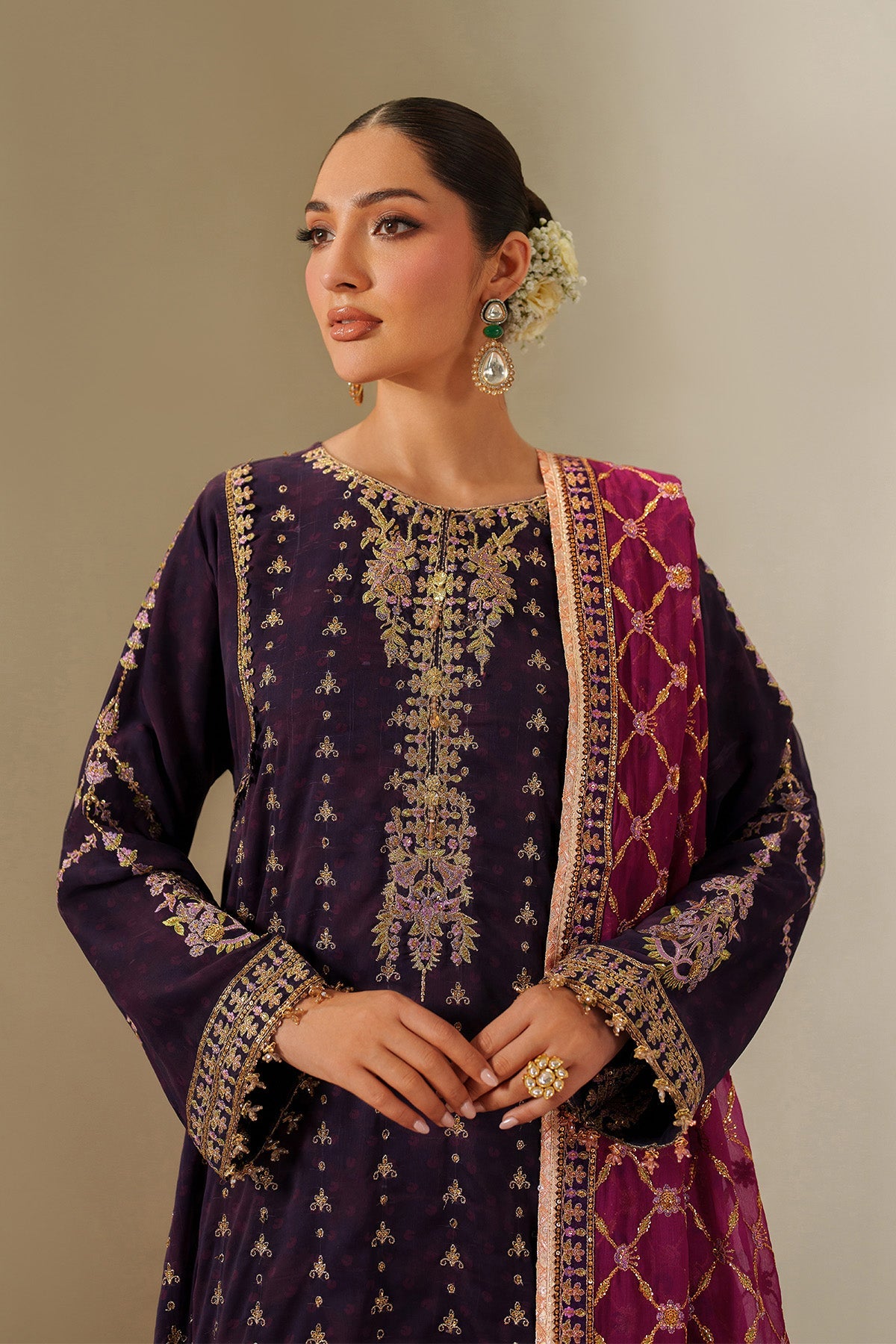 AF-CH-2196-Reya | FLEUR - EMBROIDERED PRINTED CHIFFON | ALIZEH FASHION