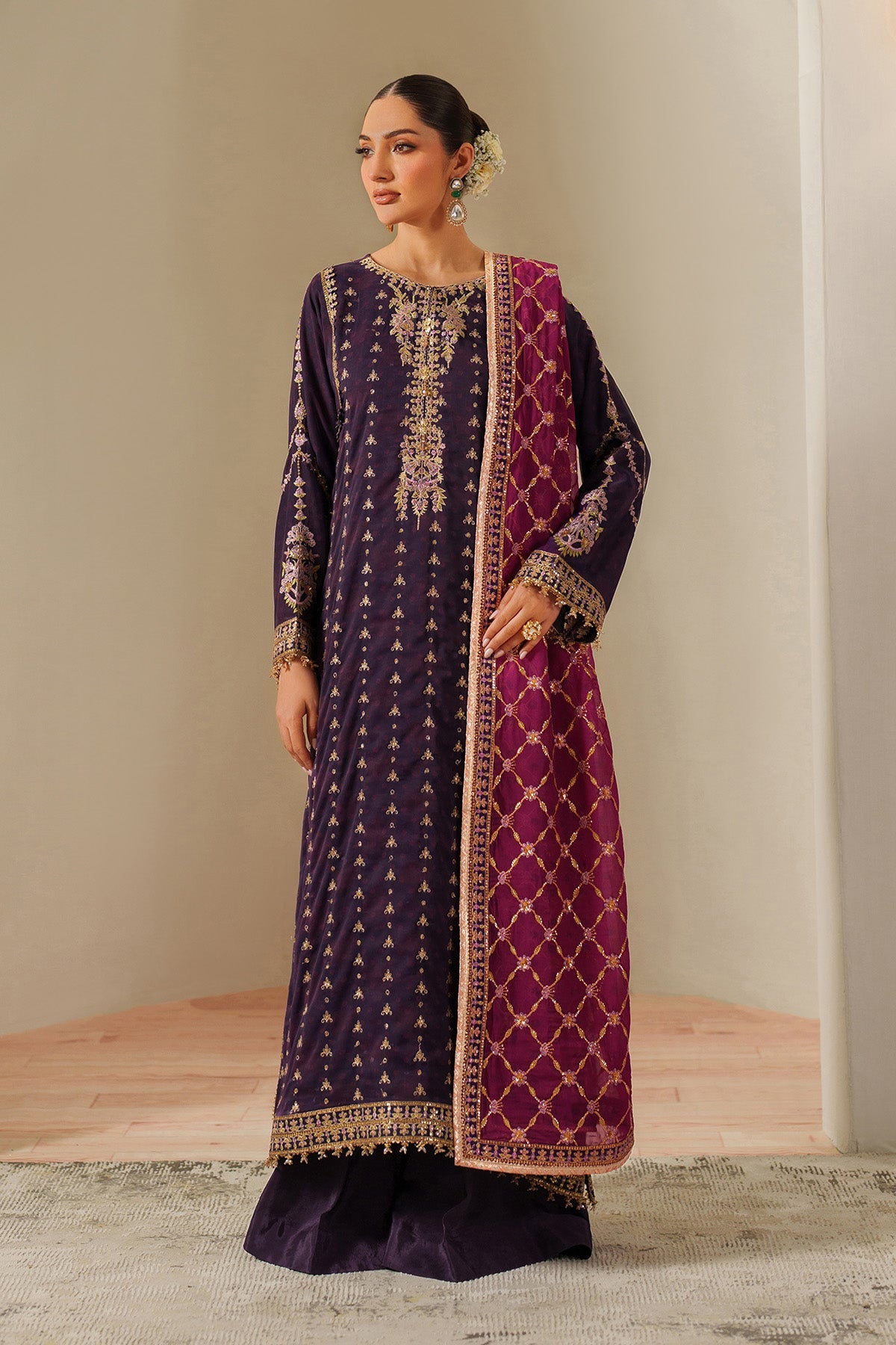 AF-CH-2196-Reya | FLEUR - EMBROIDERED PRINTED CHIFFON | ALIZEH FASHION