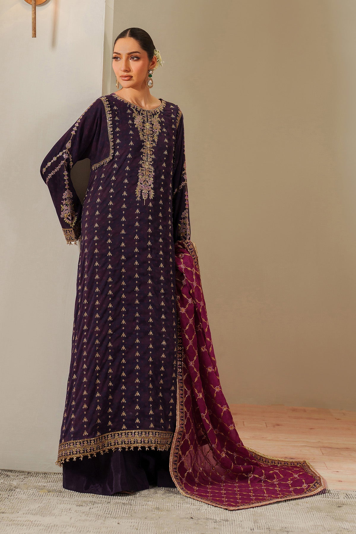 AF-CH-2196-Reya | FLEUR - EMBROIDERED PRINTED CHIFFON | ALIZEH FASHION