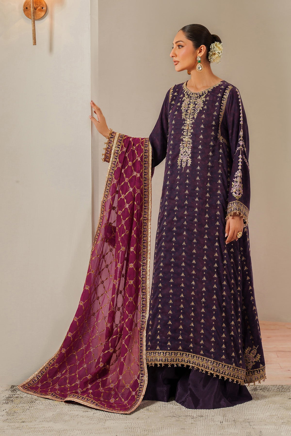 AF-CH-2196-Reya | FLEUR - EMBROIDERED PRINTED CHIFFON | ALIZEH FASHION