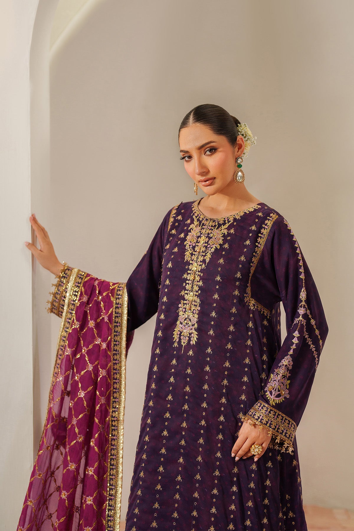 AF-CH-2196-Reya | FLEUR - EMBROIDERED PRINTED CHIFFON | ALIZEH FASHION