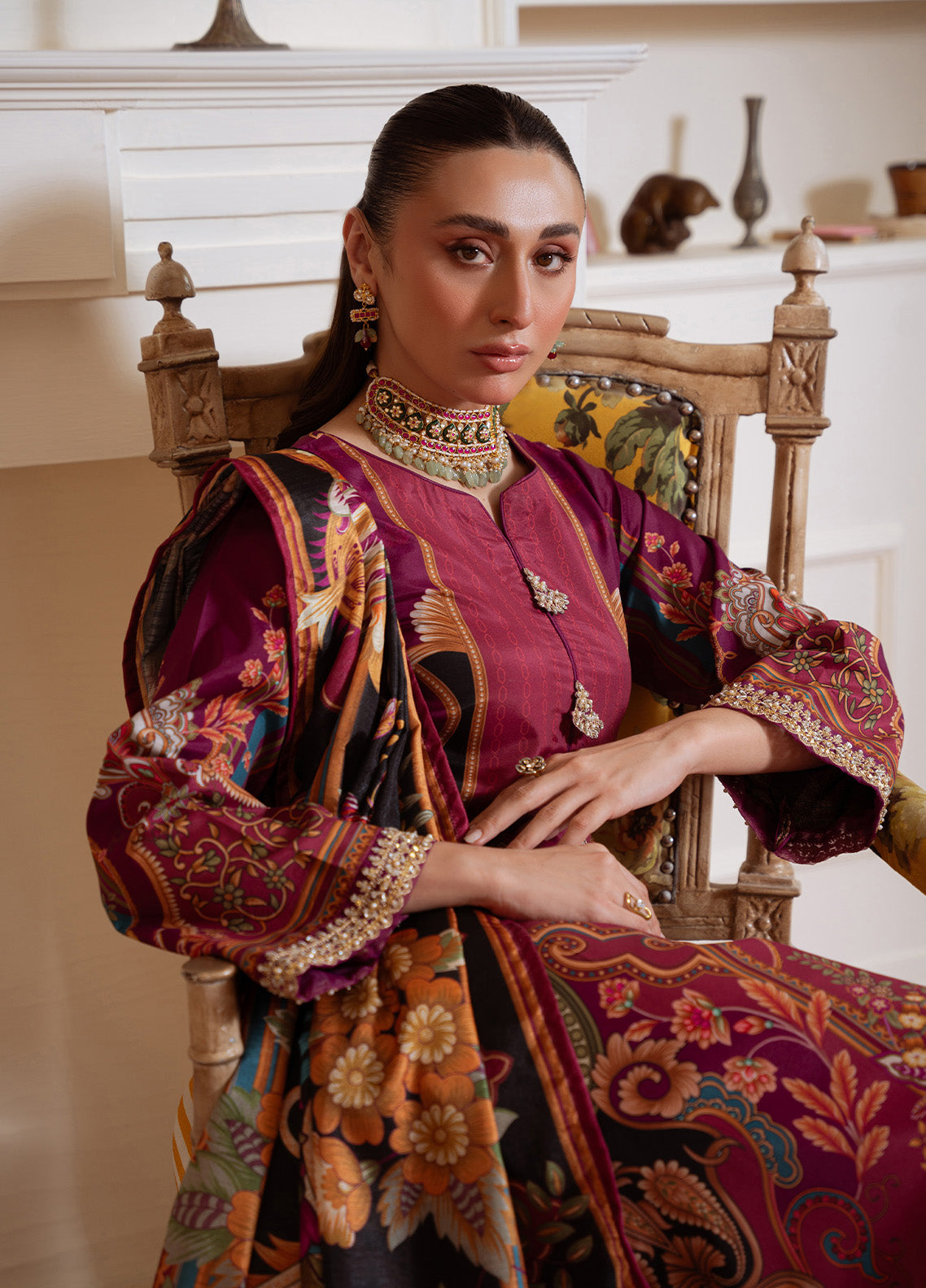 Imperial Plum | VELOURE PRINTED SILK | GULAAL