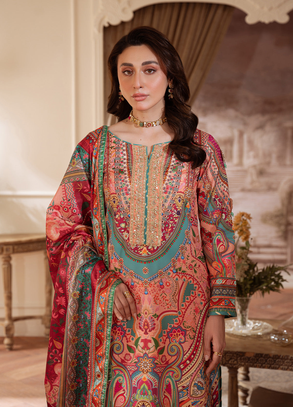 Coral Éclat | VELOURE PRINTED SILK | GULAAL