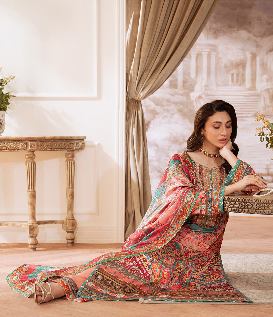 Coral Éclat | VELOURE PRINTED SILK | GULAAL