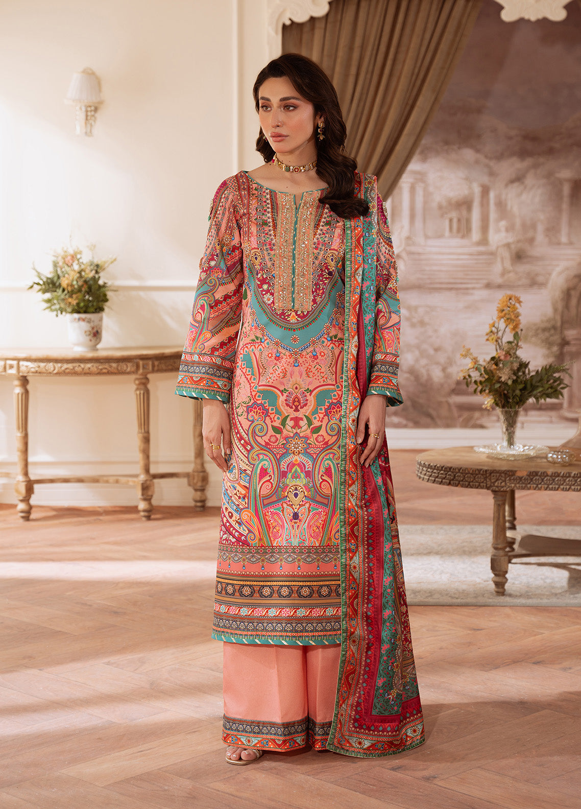 Coral Éclat | VELOURE PRINTED SILK | GULAAL