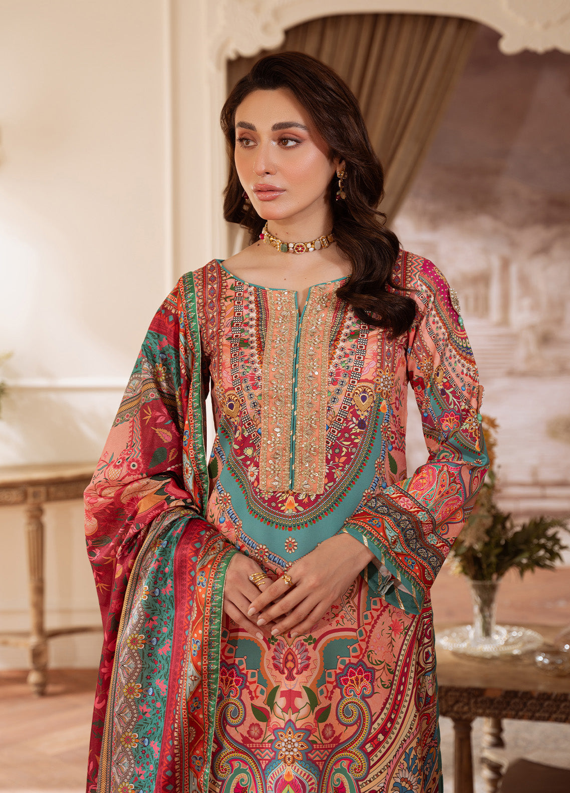 Coral Éclat | VELOURE PRINTED SILK | GULAAL