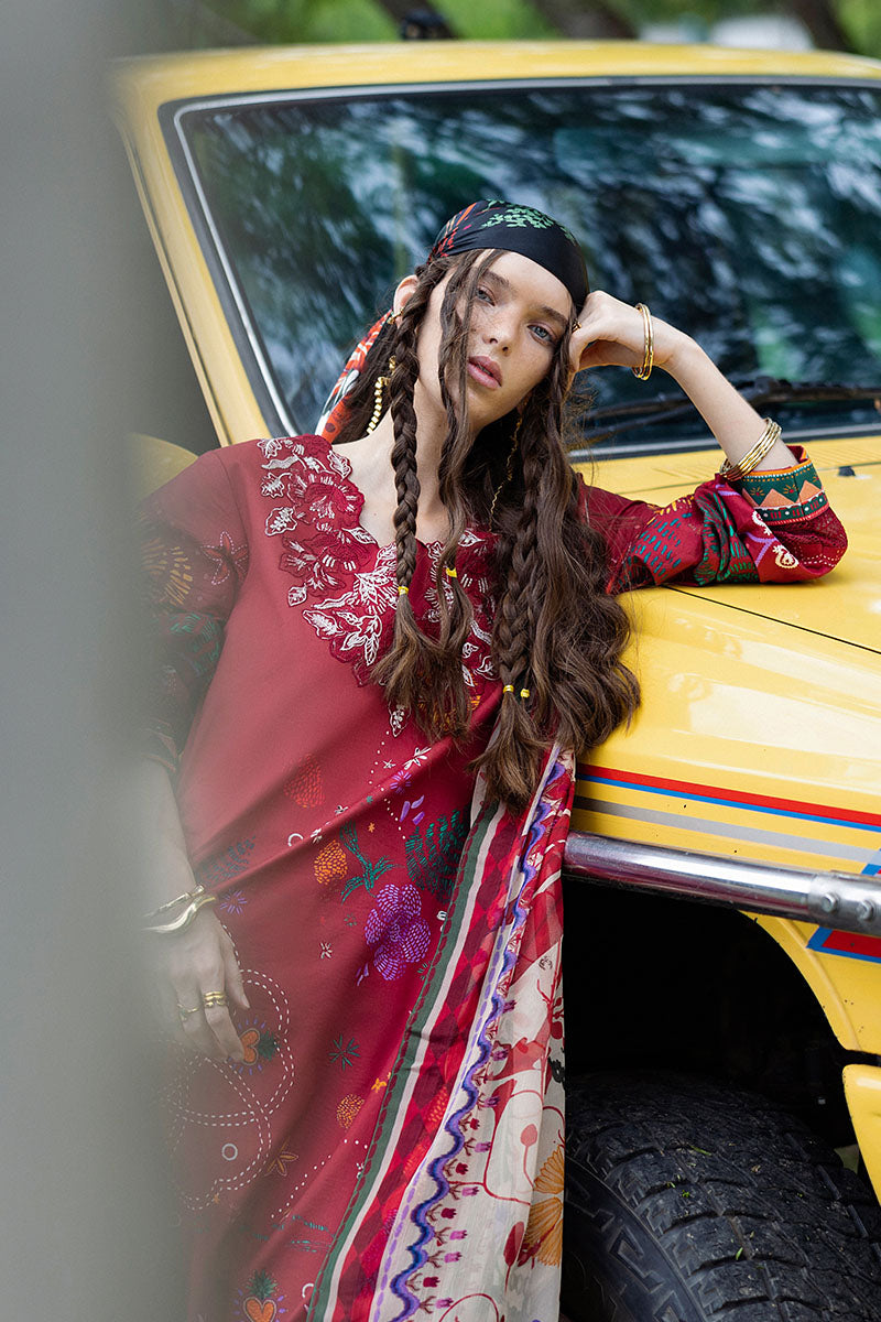 Amber Bosque | Mirasol Unstitched Printed Cambric | Mushq