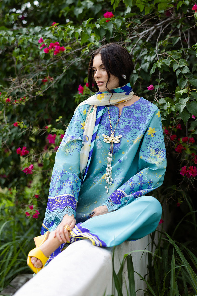 Mar Azul | Mirasol Unstitched Printed Cambric | Mushq