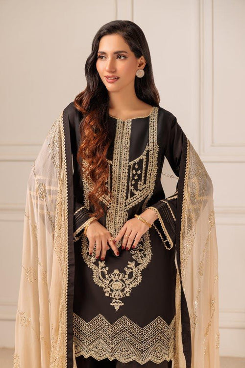 BLACK-CAMBRIC-3 PC || KAAMDANI COLLECTION '23 || BONANZA SATRANGI in UK USA UAE online kapraye.com