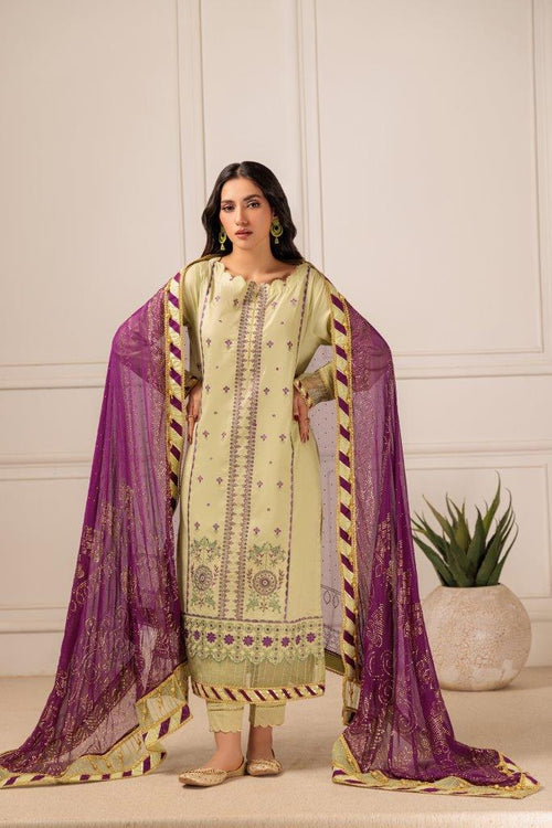 MT-GREEN-CAMBRIC-3 PC || KAAMDANI COLLECTION '23 || BONANZA SATRANGI in UK USA UAE online kapraye.com