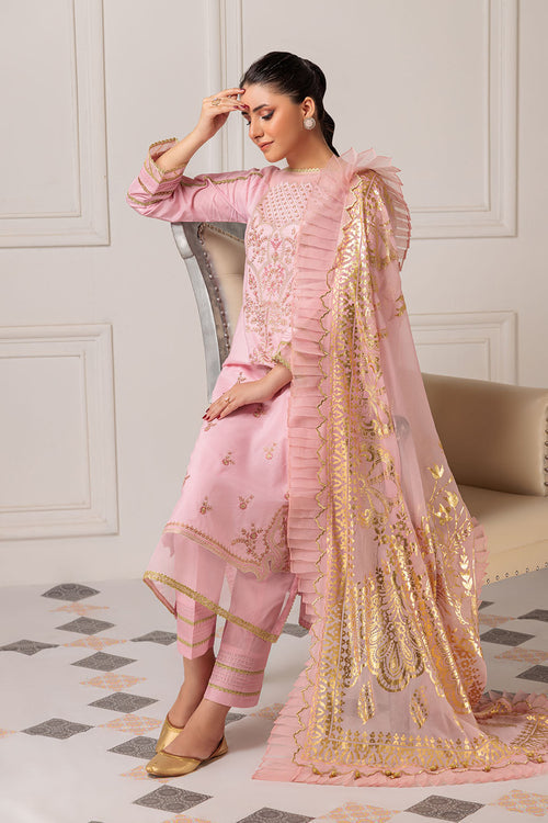 L-PINK-CAMBRIC-3 PC || CHAMAK DAMAK 2023 || BONANZA SATRANGI in UK USA UAE online kapraye.com