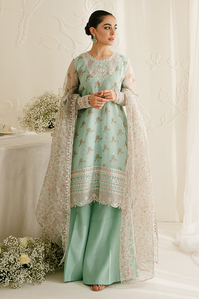 PRISTINE MINT-4PC ORGANZA EMBROIDERED SUIT | WEDDING UNSTITCHED | CROSS STITCH in UK USA UAE online kapraye.com