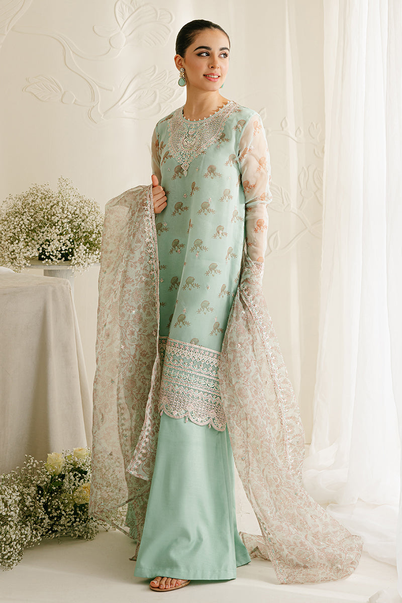 PRISTINE MINT-4PC ORGANZA EMBROIDERED SUIT | WEDDING UNSTITCHED | CROSS STITCH in UK USA UAE online kapraye.com