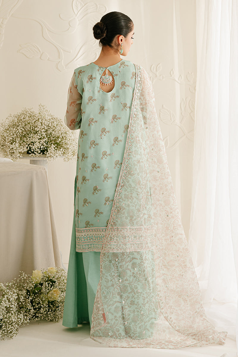 PRISTINE MINT-4PC ORGANZA EMBROIDERED SUIT | WEDDING UNSTITCHED | CROSS STITCH in UK USA UAE online kapraye.com