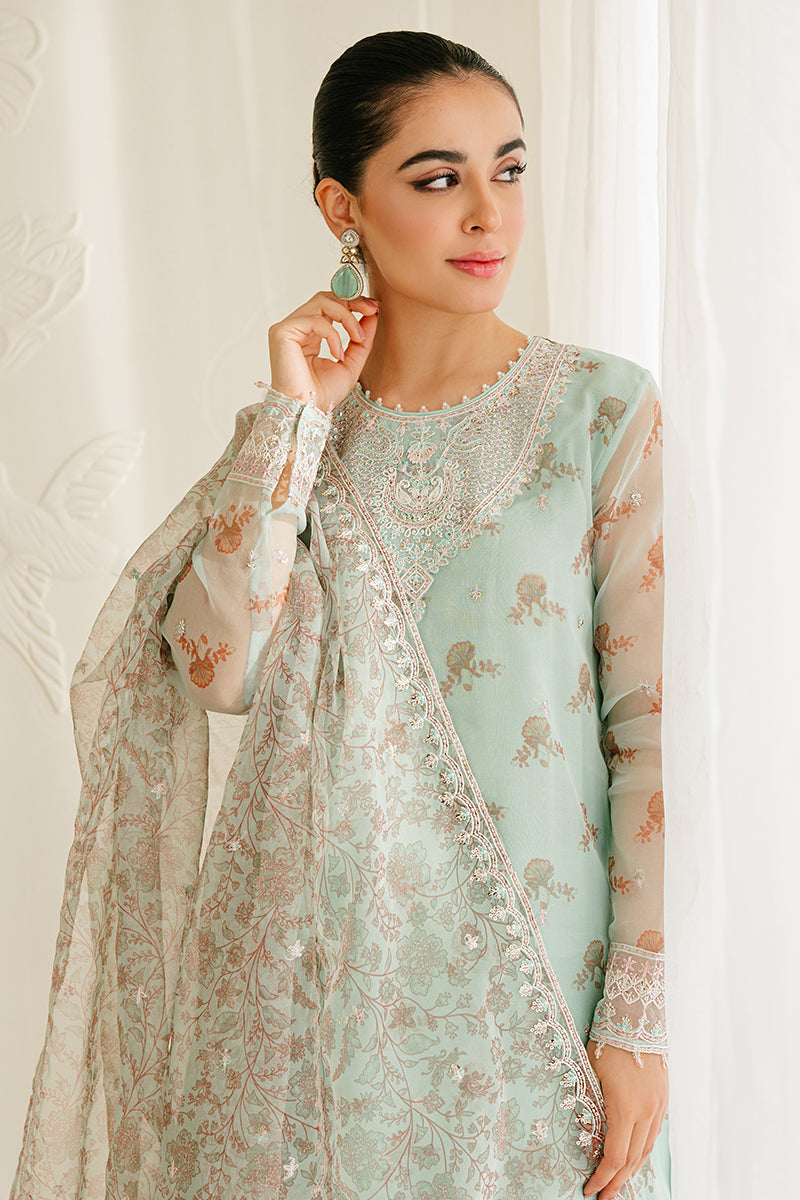 PRISTINE MINT-4PC ORGANZA EMBROIDERED SUIT | WEDDING UNSTITCHED | CROSS STITCH in UK USA UAE online kapraye.com