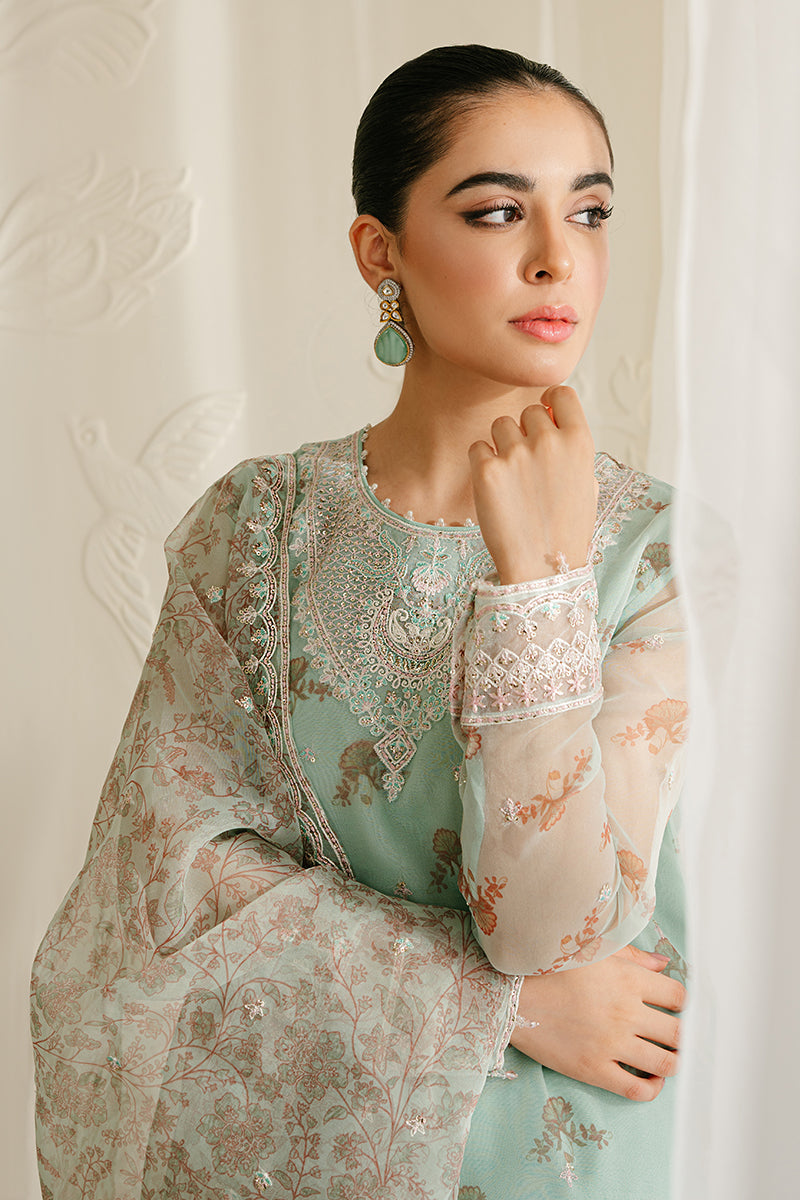 PRISTINE MINT-4PC ORGANZA EMBROIDERED SUIT | WEDDING UNSTITCHED | CROSS STITCH in UK USA UAE online kapraye.com