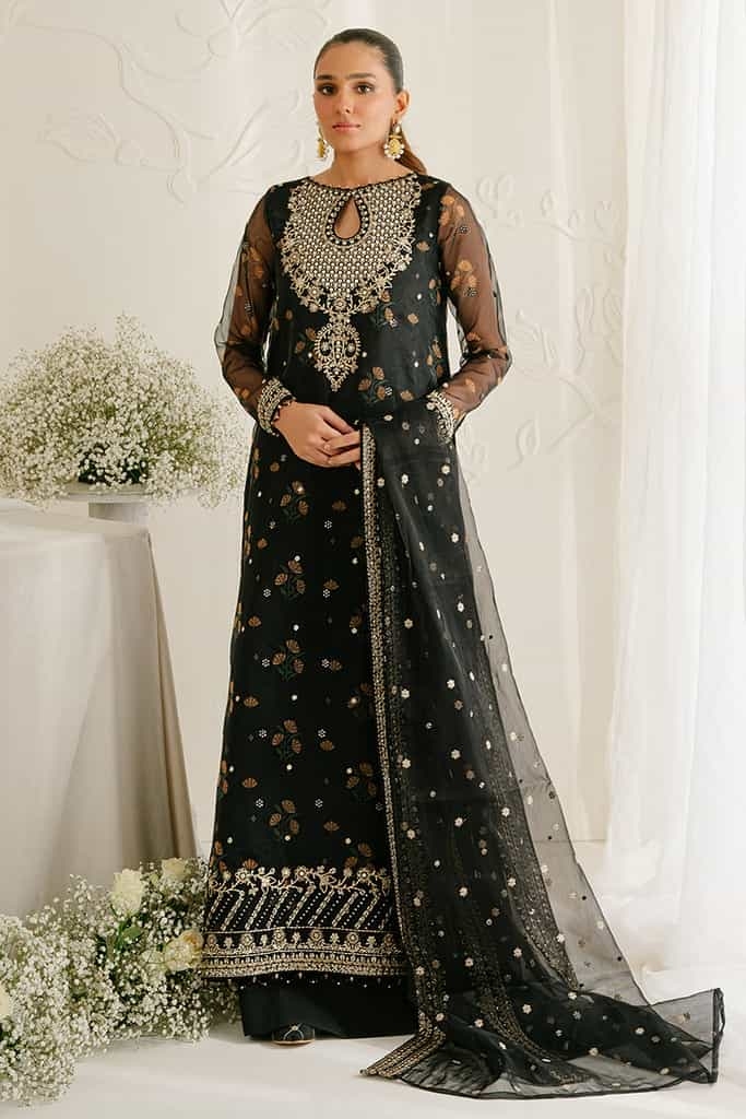 BRISTOL RAVEN-4PC ORGANZA EMBROIDERED SUIT | WEDDING UNSTITCHED | CROSS STITCH in UK USA UAE online kapraye.com